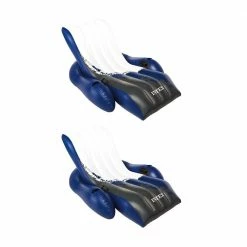 White Vinyl Rectangular Inflatable Floating Comfortable Recliner Pool Lounges with Cup Holders (2-Pack) by Intex