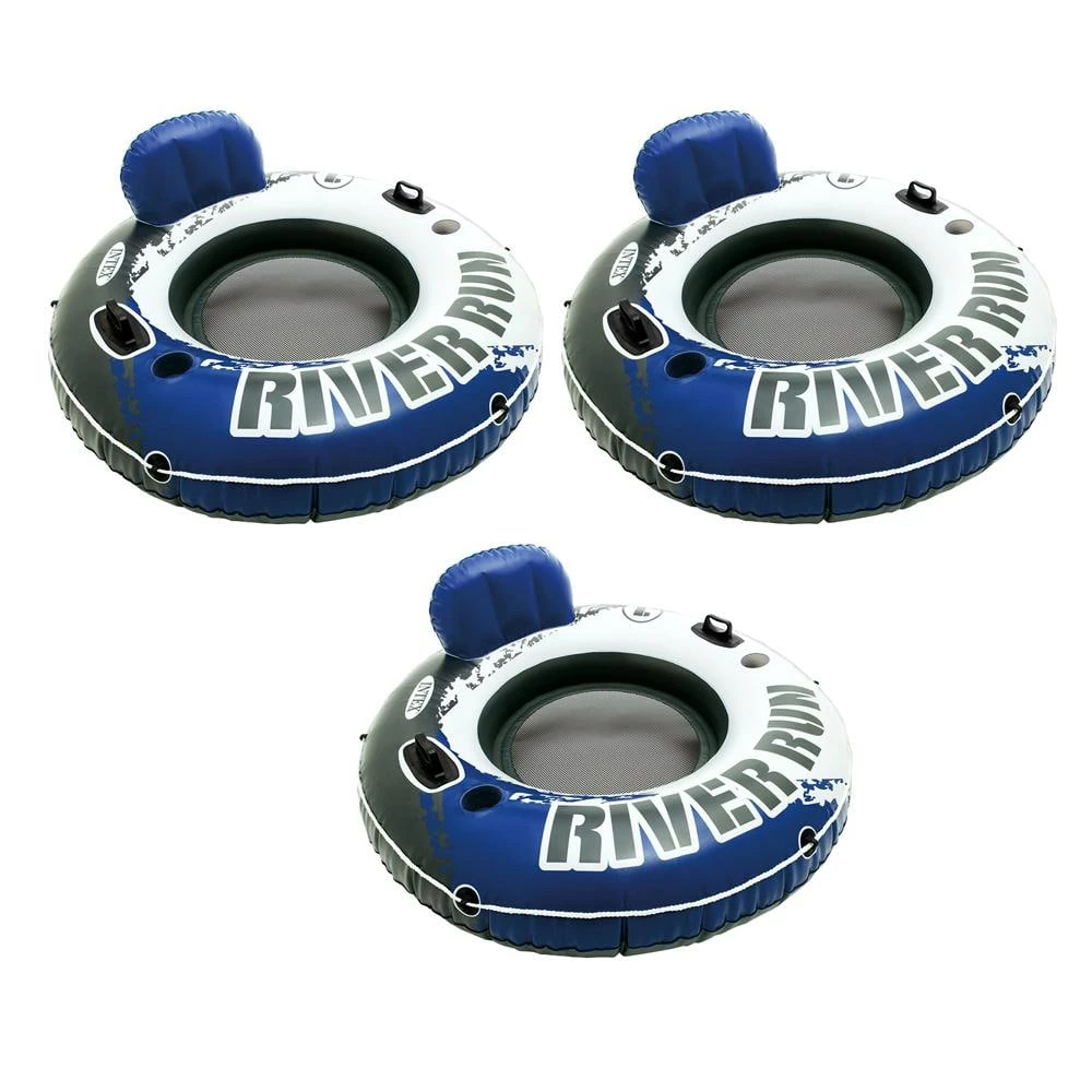 Blue Vinyl Round River Run 1 Inflatable Floating Tube Raft for Lake, River and Pool (3-Pack) by Intex 3 Blue Vinyl Round River Run 1 Inflatable Floating Tube Raft for Lake, River and Pool (3-Pack) by Intex