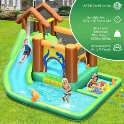 Fabric Inflatable Waterslide Bounce House Climbing Wall without Blower by Costway -Pool Supplies Sales Store multi costway pool toys op70797us 44 1000