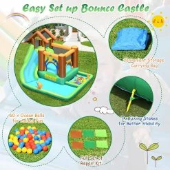 Fabric Inflatable Waterslide Bounce House Climbing Wall without Blower by Costway -Pool Supplies Sales Store multi costway pool toys op70797us 76 1000