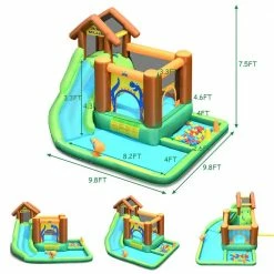 Fabric Inflatable Waterslide Bounce House Climbing Wall without Blower by Costway -Pool Supplies Sales Store multi costway pool toys op70797us c3 1000