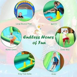 Fabric Inflatable Waterslide Bounce House Climbing Wall without Blower by Costway -Pool Supplies Sales Store multi costway pool toys op70797us fa 1000