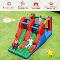 Inflatable Bounce House Multi 3-in-1 Dual Slides Jumping Castle Bouncer without Blower by Costway -Pool Supplies Sales Store multi costway pool toys op70800 1f 1000