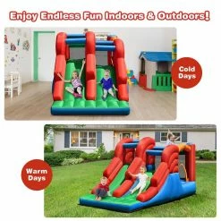 Inflatable Bounce House Multi 3-in-1 Dual Slides Jumping Castle Bouncer without Blower by Costway -Pool Supplies Sales Store multi costway pool toys op70800 44 1000