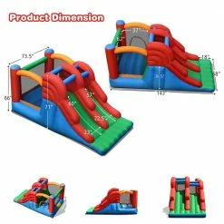 Inflatable Bounce House Multi 3-in-1 Dual Slides Jumping Castle Bouncer without Blower by Costway -Pool Supplies Sales Store multi costway pool toys op70800 4f 1000