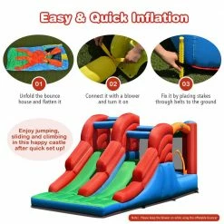 Inflatable Bounce House Multi 3-in-1 Dual Slides Jumping Castle Bouncer without Blower by Costway -Pool Supplies Sales Store multi costway pool toys op70800 66 1000