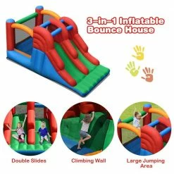 Inflatable Bounce House Multi 3-in-1 Dual Slides Jumping Castle Bouncer without Blower by Costway -Pool Supplies Sales Store multi costway pool toys op70800 fa 1000