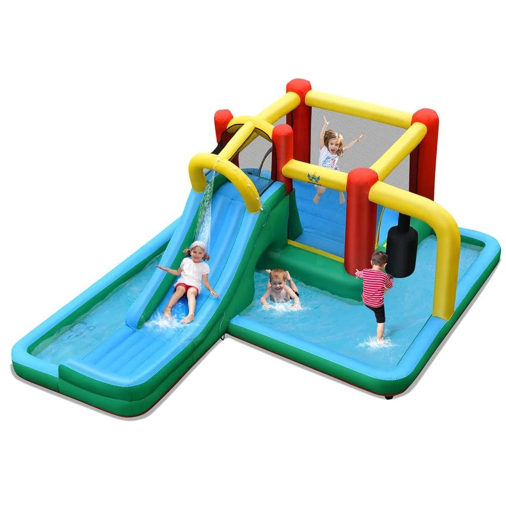 Fabric Slide Water Park Climbing Bouncer Pendulum Tunnel Game without Blower by Costway 3 Fabric Slide Water Park Climbing Bouncer Pendulum Tunnel Game without Blower by Costway