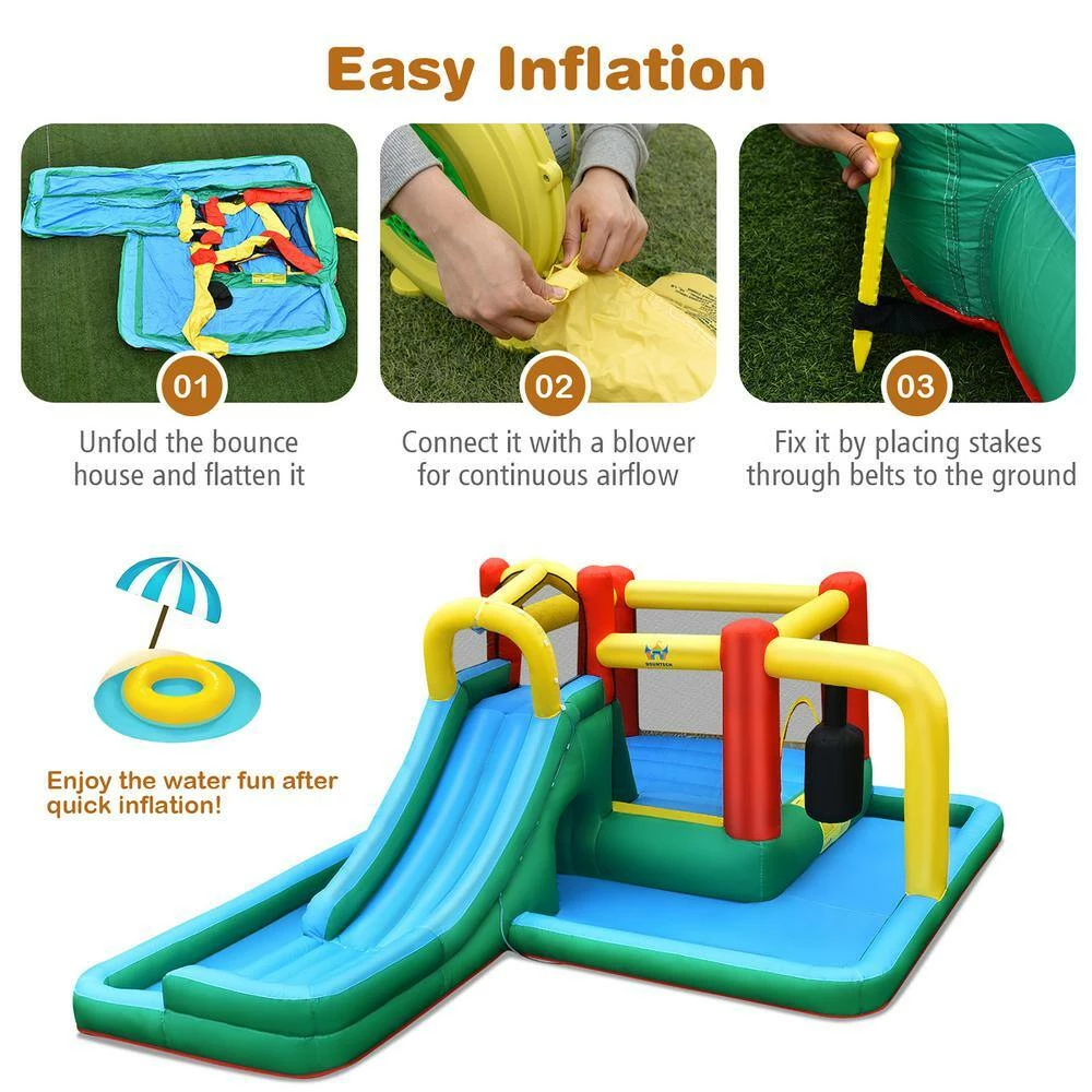 Fabric Slide Water Park Climbing Bouncer Pendulum Tunnel Game without Blower by Costway 12 Fabric Slide Water Park Climbing Bouncer Pendulum Tunnel Game without Blower by Costway - Image 10
