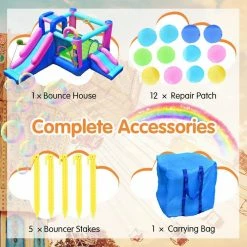 Fabric Inflatable Bounce Castle Dual Slides Jumping Bouncer with Climbing Wall by Costway -Pool Supplies Sales Store multi costway pool toys op70804 44 1000