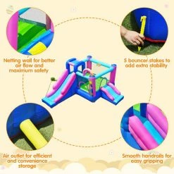 Fabric Inflatable Bounce Castle Dual Slides Jumping Bouncer with Climbing Wall by Costway -Pool Supplies Sales Store multi costway pool toys op70804 66 1000