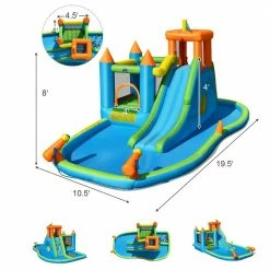 Fabric Inflatable Water Slide Kids Bounce House Splash Pool without Blower by Costway -Pool Supplies Sales Store multi costway pool toys op70833 c3 1000