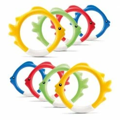 Diving Swimming Pool Play Multi-Color Underwater Fish Rings Sticks (8-Pack) by Intex
