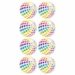 Jumbo Inflatable Big Panel Colorful Polka Dot Giant Beach Balls (Set of 8) by Intex