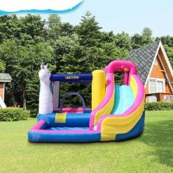 Colorful Oxford Fabric 450-Watt Oxford Cloth Bouncy Castle Bounce House Slide Jump Playable Water Blower by Unbranded -Pool Supplies Sales Store multi pool toys gm lh 94 31 1000