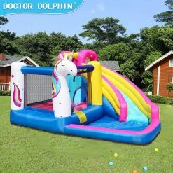 Colorful Oxford Fabric 450-Watt Oxford Cloth Bouncy Castle Bounce House Slide Jump Playable Water Blower by Unbranded -Pool Supplies Sales Store multi pool toys gm lh 94 40 1000