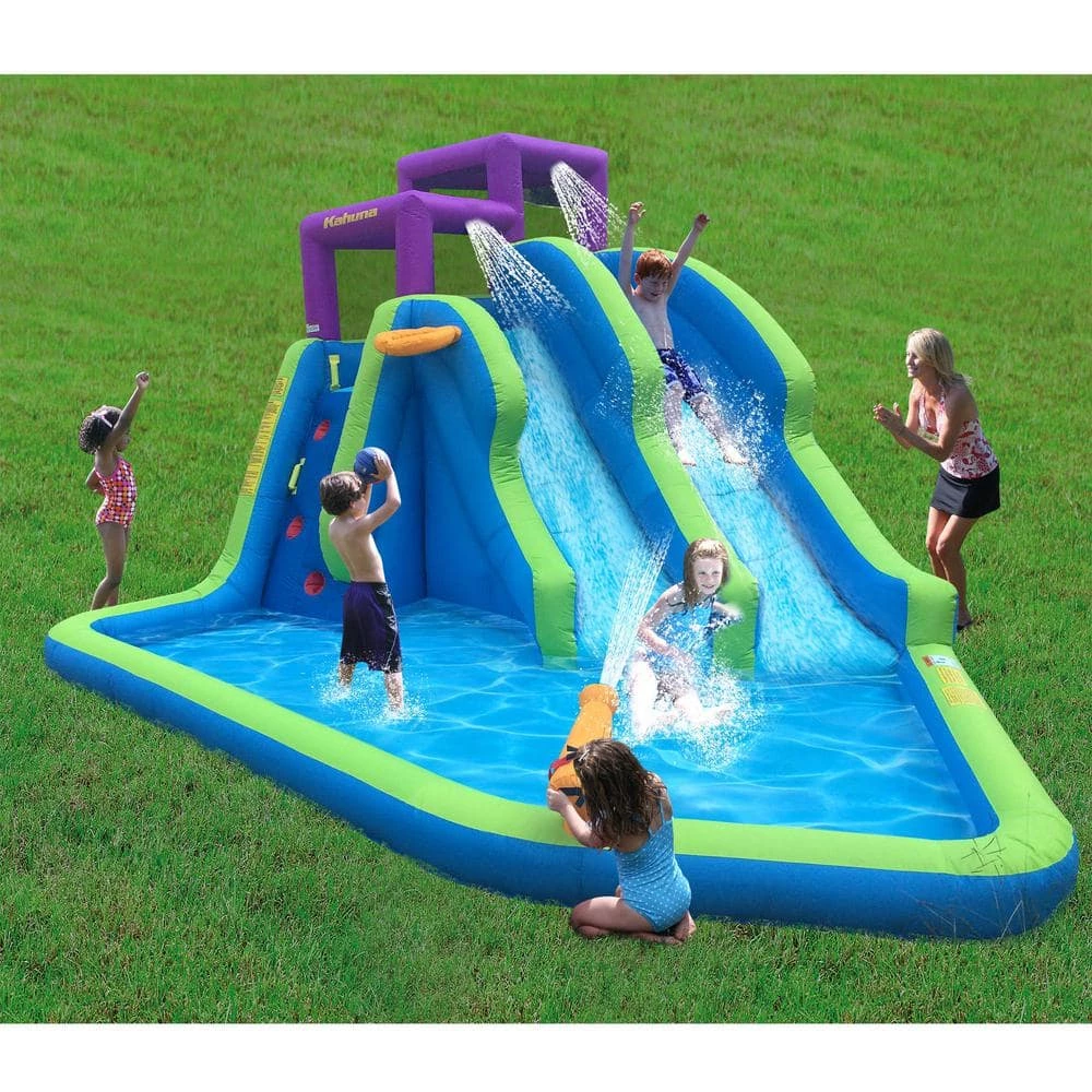 Kahuna Twin Falls Outdoor Inflatable Splash Pool Backyard Water Slide Park by Magic Time International LTD 3 Kahuna Twin Falls Outdoor Inflatable Splash Pool Backyard Water Slide Park by Magic Time International LTD