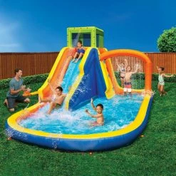 Backyard Splash Falls Water Park Inflatable PVC Waterfall Bouncer w/Blower, Multi-Color by BANZAI -Pool Supplies Sales Store multicolor banzai pool toys ban 40551 76 1000