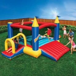 114 in. x 146 in. x 84 in. Rectangular Slide N Fun PVC Slide and Bounce House Set, Multicolored by BANZAI -Pool Supplies Sales Store multicolor banzai pool toys ban 41045 ban 37582 ban 30422 31 1000