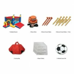 114 in. x 146 in. x 84 in. Rectangular Slide N Fun PVC Slide and Bounce House Set, Multicolored by BANZAI -Pool Supplies Sales Store multicolor banzai pool toys ban 41045 ban 37582 ban 30422 fa 1000