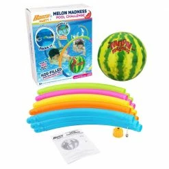 Melon Madness Pool Challenge Underwater PVC Water-Filled Ball w/Target Hoop, Multi-Color by BANZAI