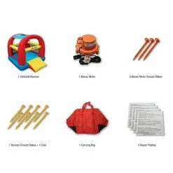 Canopy Bouncer PVC Inflatable Slide and Shaded Backyard Bounce House, Multi-Color by BANZAI -Pool Supplies Sales Store multicolor banzai pool toys ban 96268 44 1000