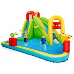Inflatable Splash Water Park Play Bounce House Bounce Slide Climbing Wall Without Blower by HONEY JOY -Pool Supplies Sales Store multicolor honey joy pool toys topb000244 1f 1000