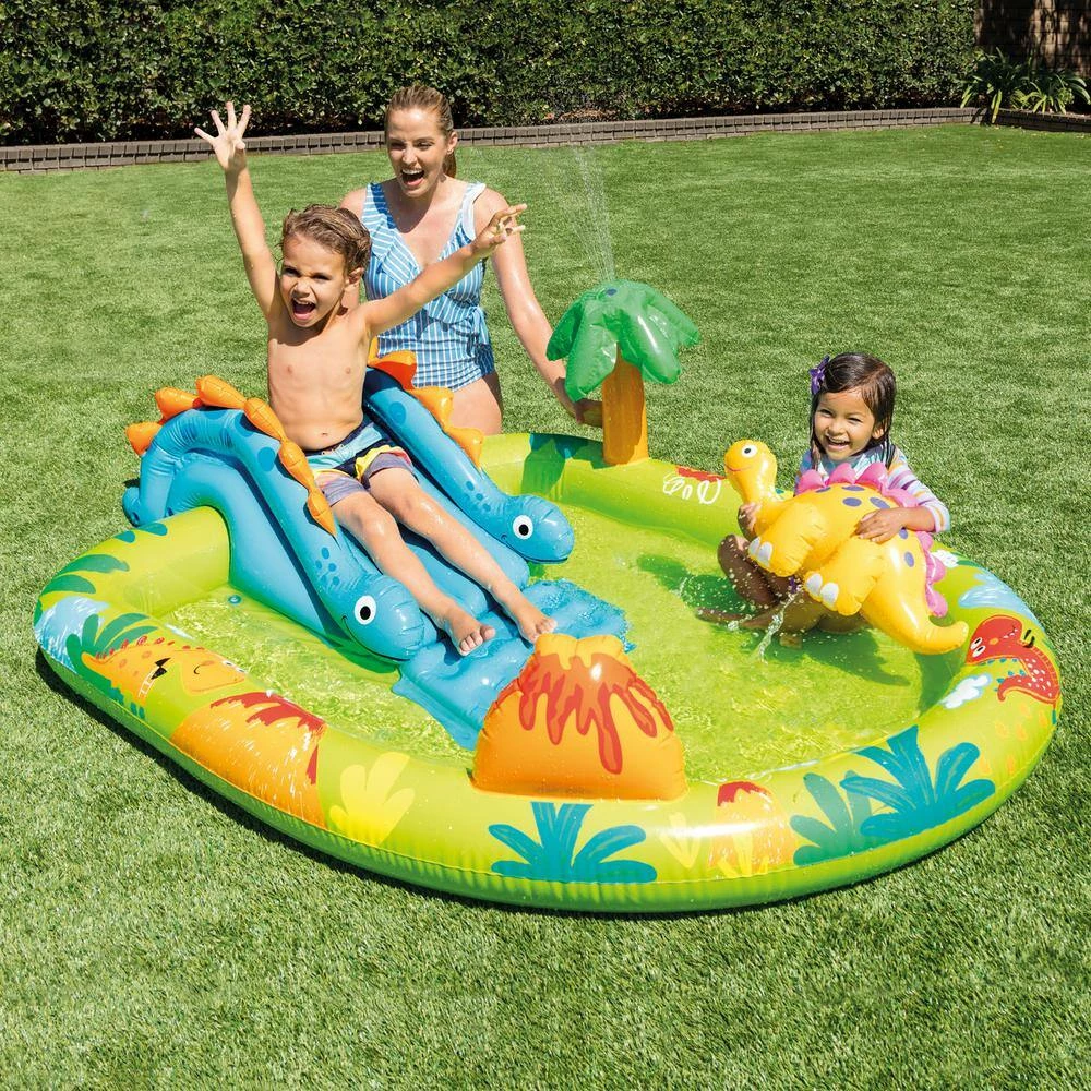 Little Dino Dinosaur Plastic Themed Inflatable Backyard Pool Play Center, Multi-Color by Intex 7 Little Dino Dinosaur Plastic Themed Inflatable Backyard Pool Play Center, Multi-Color by Intex - Image 5
