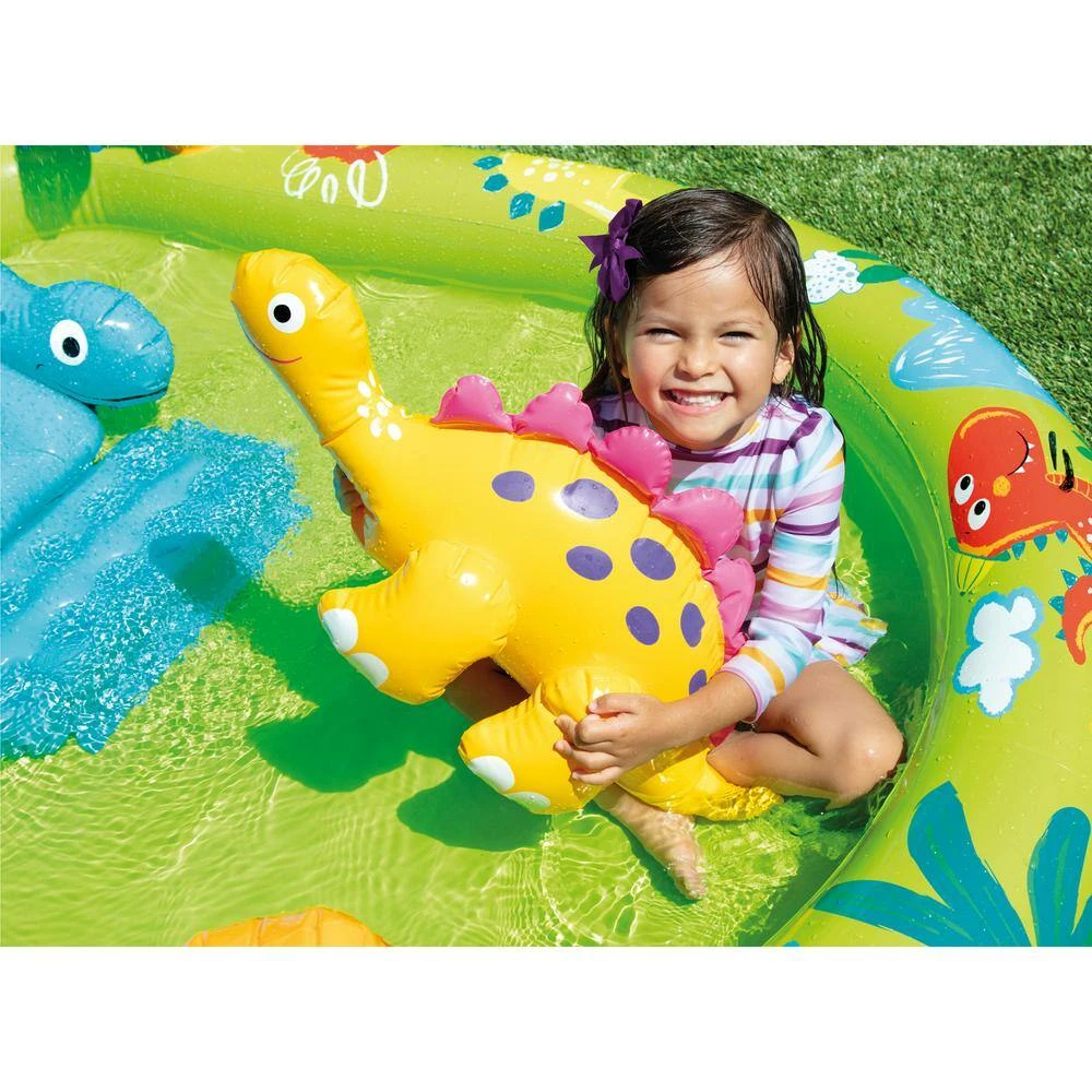 Little Dino Dinosaur Plastic Themed Inflatable Backyard Pool Play Center, Multi-Color by Intex 5 Little Dino Dinosaur Plastic Themed Inflatable Backyard Pool Play Center, Multi-Color by Intex - Image 3