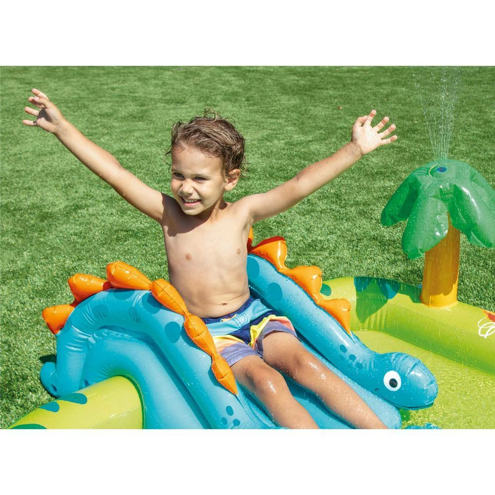 Little Dino Dinosaur Plastic Themed Inflatable Backyard Pool Play Center, Multi-Color by Intex 4 Little Dino Dinosaur Plastic Themed Inflatable Backyard Pool Play Center, Multi-Color by Intex - Image 2