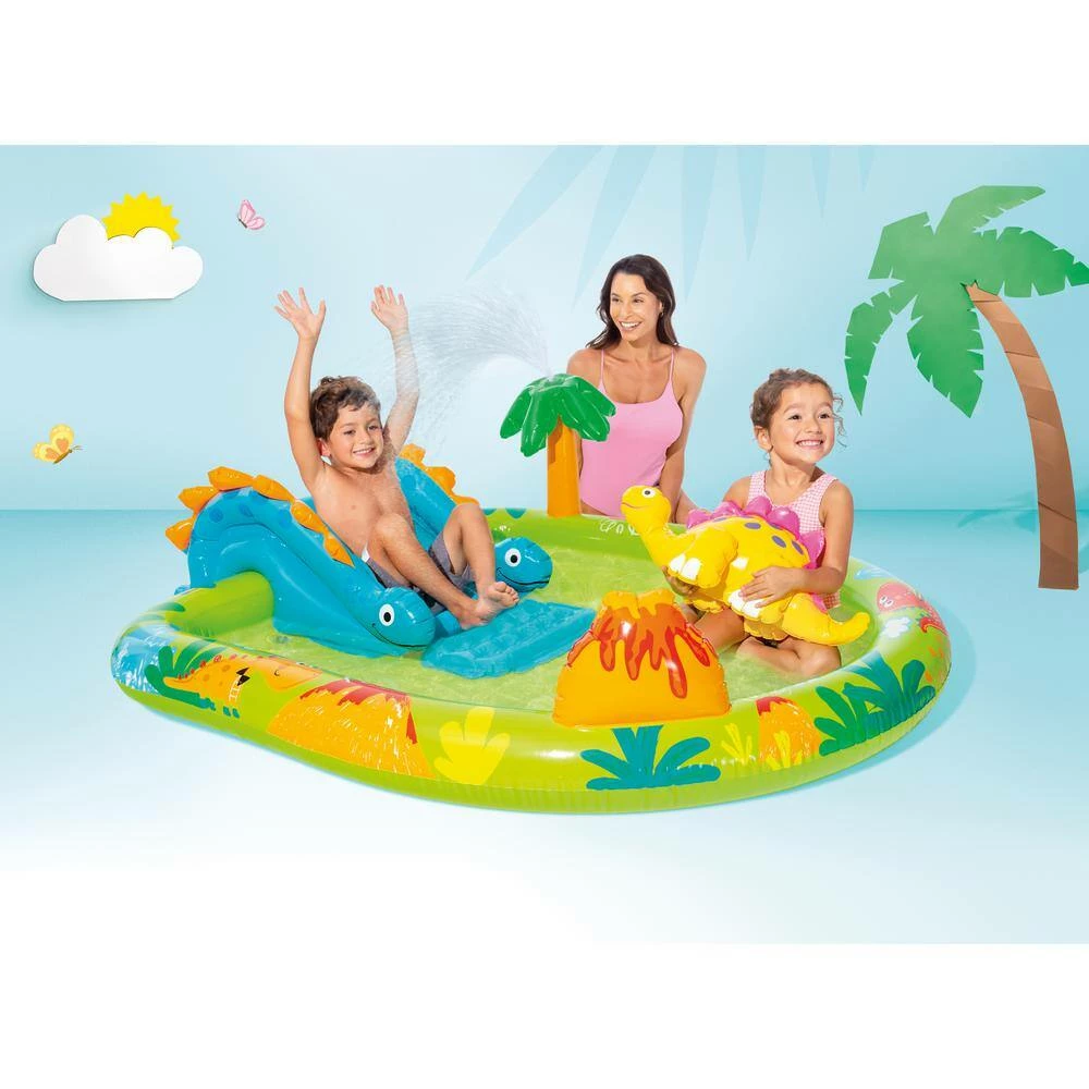 Little Dino Dinosaur Plastic Themed Inflatable Backyard Pool Play Center, Multi-Color by Intex 8 Little Dino Dinosaur Plastic Themed Inflatable Backyard Pool Play Center, Multi-Color by Intex - Image 6