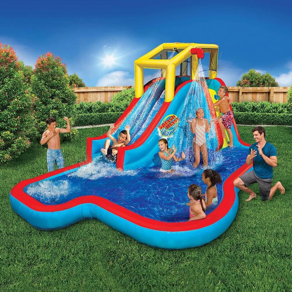 Slide and Soak Splash Park Inflatable Outdoor Kids Water Park Play Center by BANZAI 4 Slide and Soak Splash Park Inflatable Outdoor Kids Water Park Play Center by BANZAI - Image 2