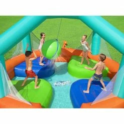 Dodge and Drench Kids Orange Inflatable Outdoor Bounce House Game Water Park by Bestway -Pool Supplies Sales Store orange bestway pool toys 53384e bw 1f 1000