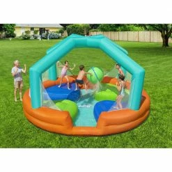 Dodge and Drench Kids Orange Inflatable Outdoor Bounce House Game Water Park by Bestway -Pool Supplies Sales Store orange bestway pool toys 53384e bw 4f 1000