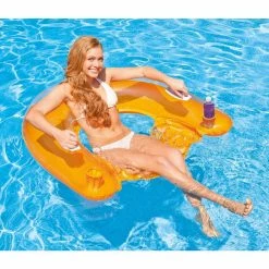 Orange Sit N Float Inflatable Swimming Pool Lounger (Color May Vary - Pink, Teal) (5-Pack) by Intex -Pool Supplies Sales Store orange intex pool floats 5 x 58859ep 4f 1000