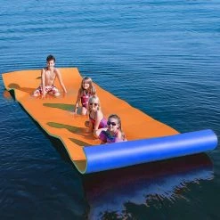12 ft. x 6 ft. Orange Outdoor Water Activities Floating Water Mat, Water Lily Pad with Storage Straps by Unbranded -Pool Supplies Sales Store orange pool floats cums287879aag 1f 1000