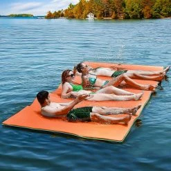 12 ft. x 6 ft. Orange Outdoor Water Activities Floating Water Mat, Water Lily Pad with Storage Straps by Unbranded -Pool Supplies Sales Store orange pool floats cums287879aag 44 1000