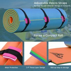 12 ft. x 6 ft. Orange Outdoor Water Activities Floating Water Mat, Water Lily Pad with Storage Straps by Unbranded -Pool Supplies Sales Store orange pool floats cums287879aag 4f 1000