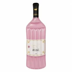 Pink Inflatable Rose Wine Bottle Floating Raft Mat for Swimming Pool by Swimline