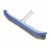 18 in. Blue Stainless Steel Concrete Pool Floor and Wall Algae Brush Head by Pool Central