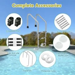 Stainless Steel Swimming Pool Ladder 3-Step for In Ground Pool by ANGELES HOME -Pool Supplies Sales Store pool ladders m77 8ba31 fa 1000
