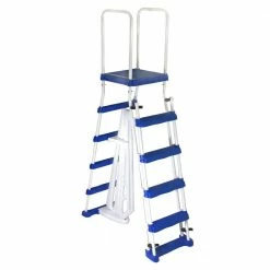 52 in. A-Frame Ladder with Safety Barrier and Removable Steps for Above Ground Pools by Unbranded