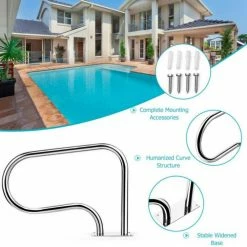 Stainless Steel Swimming Pool Hand Rail with Base Plate by ANGELES HOME -Pool Supplies Sales Store pool replacement parts 8ck70 op574 1f 1000