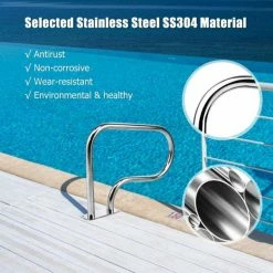 Stainless Steel Swimming Pool Hand Rail with Base Plate by ANGELES HOME -Pool Supplies Sales Store pool replacement parts 8ck70 op574 44 1000
