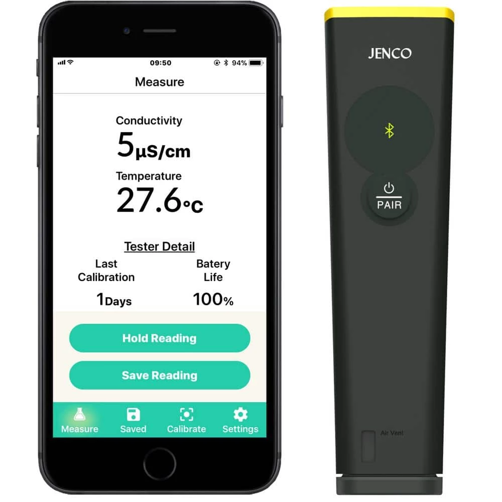 Waterproof Bluetooth Pool Conductivity/Salinity/TDS and Temperature Tester by Jenco 3 Waterproof Bluetooth Pool Conductivity/Salinity/TDS and Temperature Tester by Jenco