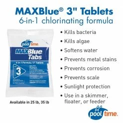MAXBlue 5 lb. 3 in. Tablets by Pool Time 10 MAXBlue 5 lb. 3 in. Tablets by Pool Time -Pool Supplies Sales Store pool time pool chlorine 22838ptm 1f 1000