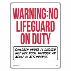 Warning: No Lifeguard on Duty Pool Sign Swimming Pool Sign by Poolmaster