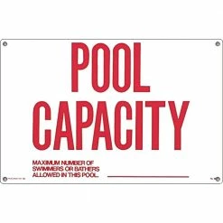 Residential or Commercial Swimming Pool Signs, Pool Capacity by Poolmaster