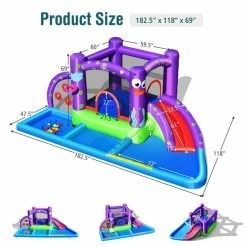 Inflatable Water Slide Castle Kids Bounce House w/Octopus Style Blower Excluded by Gymax -Pool Supplies Sales Store purple blue green red gymax pool toys gym09263 c3 1000