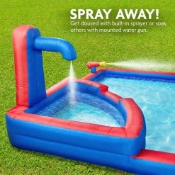 Inflatable Water Slide and Blow up Pool, Kids Water Park for Backyard by Unbranded 10 Inflatable Water Slide and Blow up Pool, Kids Water Park for Backyard by Unbranded -Pool Supplies Sales Store red and blue pool toys sfwtr008 1f 1000